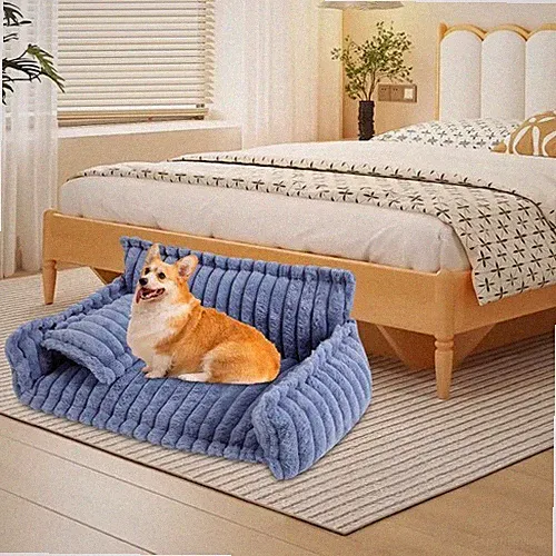 Pet Couch With Removable Washable Cover Soft Couch For Pets Blue L-Size