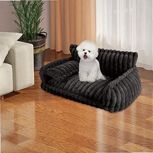 Pet Couch With Removable Washable Cover Soft Couch For Pets Dark Grey L-Size