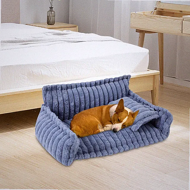 Pet Couch With Removable Washable Cover Soft Couch For Pets L Size Blue