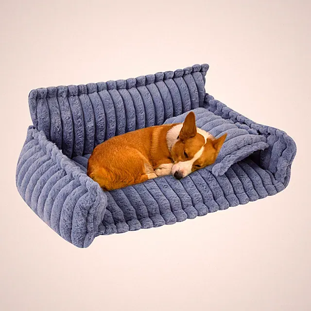 Pet Couch With Removable Washable Cover Soft Couch For Pets L Size Blue