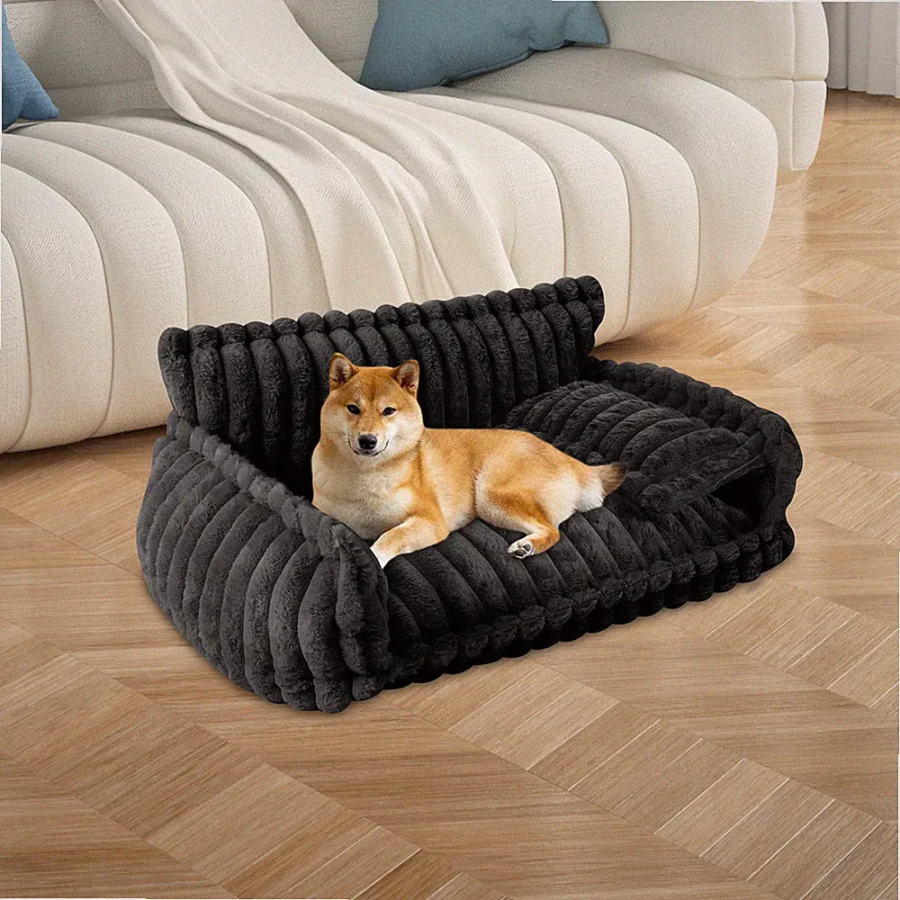 Pet Couch With Removable Washable Cover Soft Couch For Pets L Size Dark Grey！
