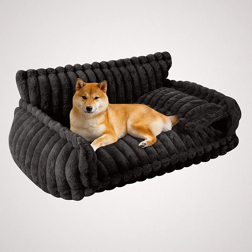 Pet Couch With Removable Washable Cover Soft Couch For Pets L Size Dark Grey