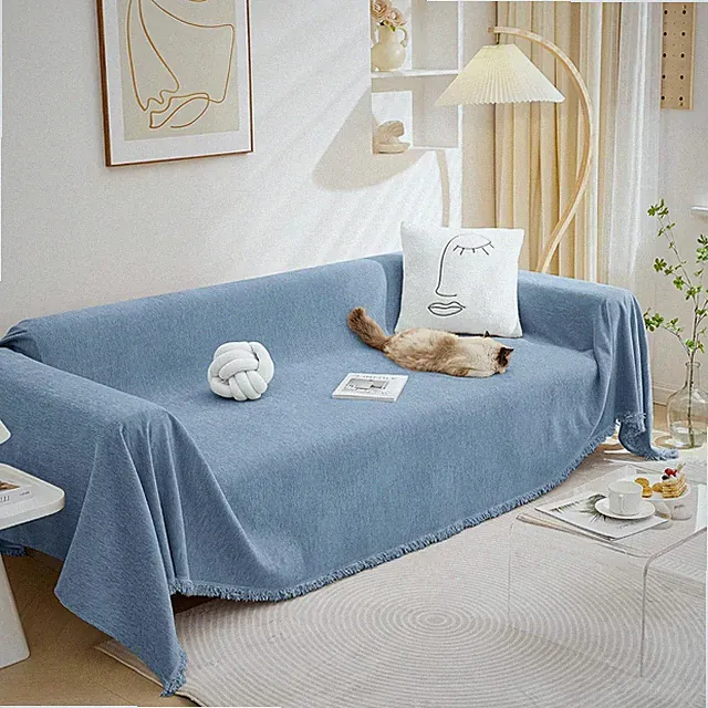 Pet-Friendly Blue Couch Cover for 3 Cushion Sectional Sofa - Washable & Durable