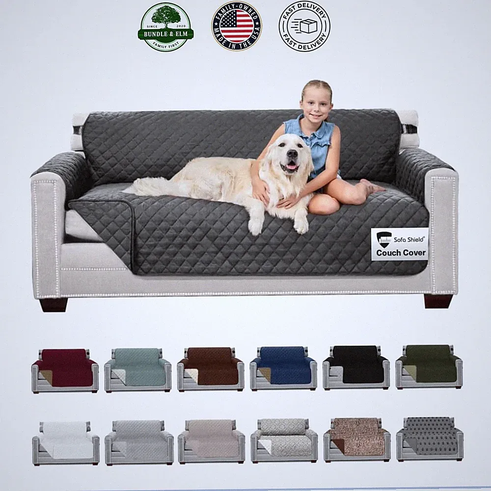 Pet Friendly Couch Protector, Reversible Cover for Dogs and Cats, Charcoal Color