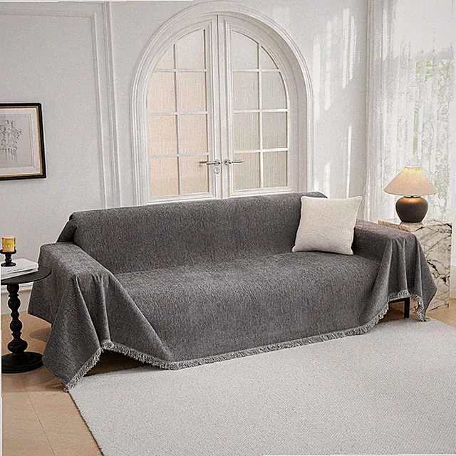 Pet-Friendly Non-Slip Couch Cover for 3 Cushion Sectional Sofa, Dark Grey