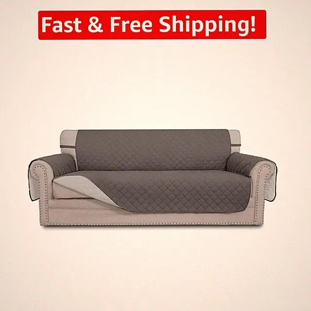 Pet-Friendly Reversible Couch Cover - Water Resistant for Large Sofas up to 66''