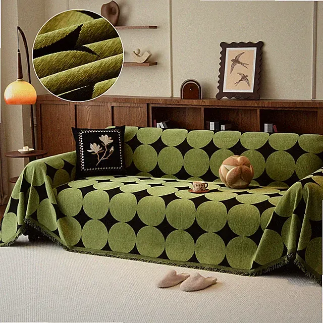 Stylish Sofa Slipcover Scratch Resistant Couch Cover w/ Tassels Fits 1-4 Seater