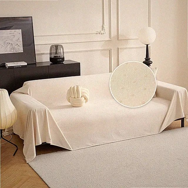 Pet-Friendly White Couch Cover for 3-Cushion Sectional Sofa, 71" x 134