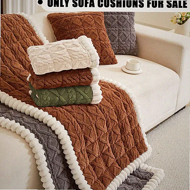 Pet plush sofa cover geometric jacquard coral anti-slip sofa cover cushion prote