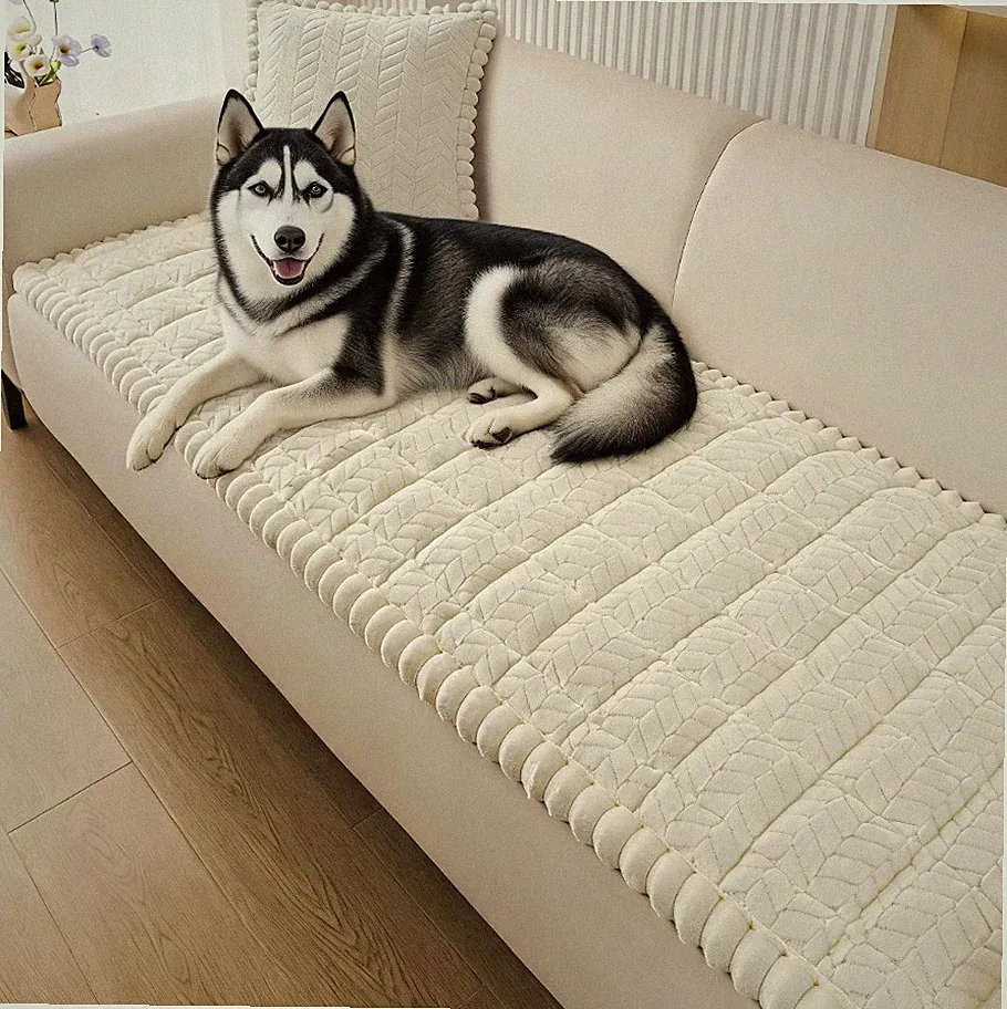 Pet Plush Sofa Cover Soft Non-Slip Couch Cover Furniture Protector Slipcover