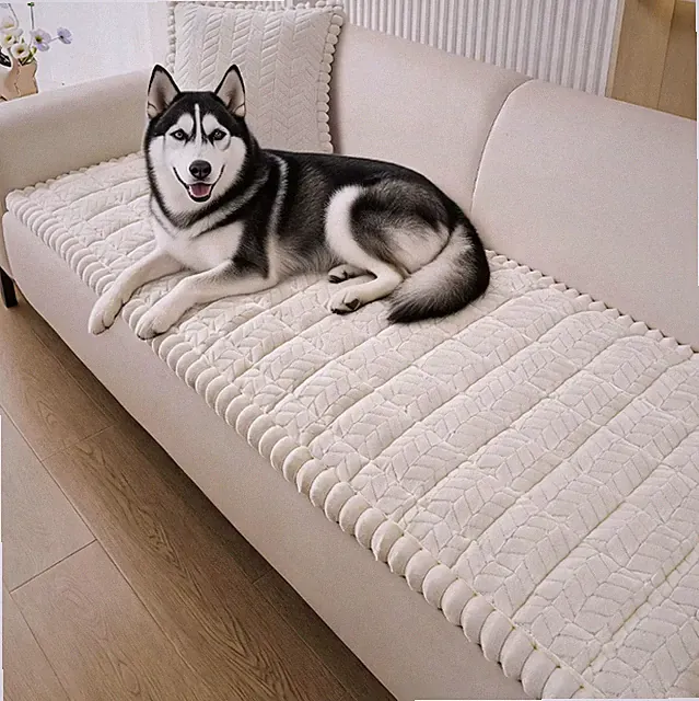 Pet Plush Sofa Cover Soft Non-Slip Couch Cover Furniture Protector Slipcover