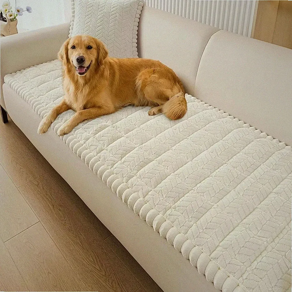 Pet Plush Sofa Cover Soft Non-Slip Couch Cover Furniture Protector Slipcover Mat