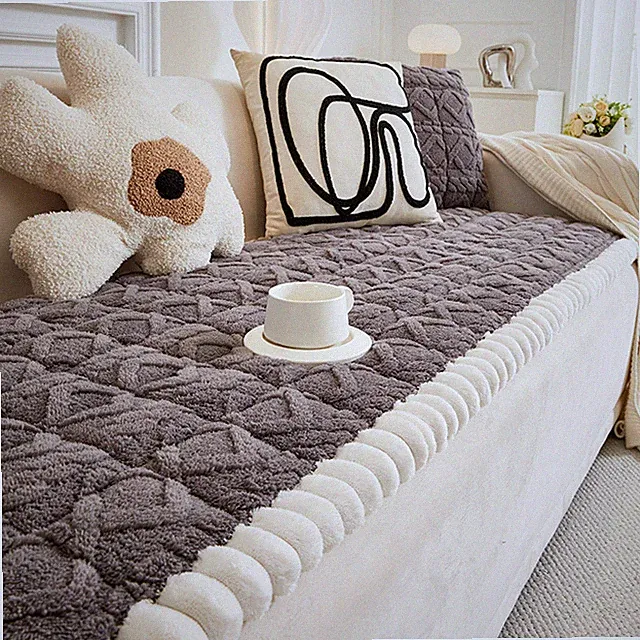 Pet Plush Sofa Cover Soft Non-Slip Jacquard Couch Cover Cushion Furniture Protec