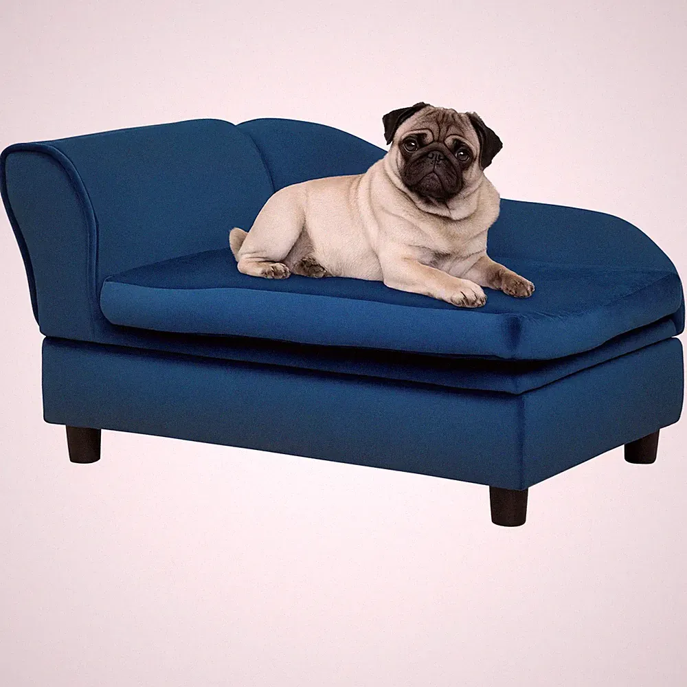 Pet Sofa Bed Couch with Storage, Pet Sofa for Cats and Small Dogs Blue