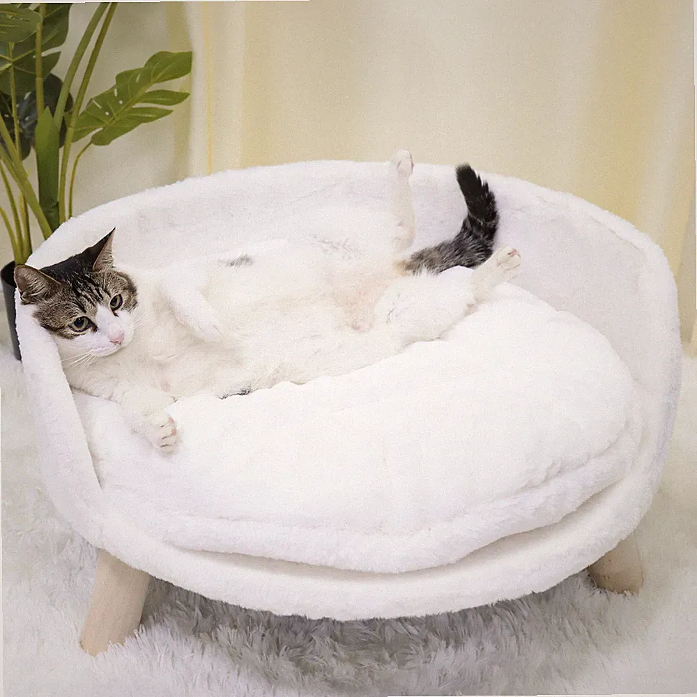 Pet Sofa Bed Raised Cat Chair Small Dog Couch Bed Removable Cushion Sleep House