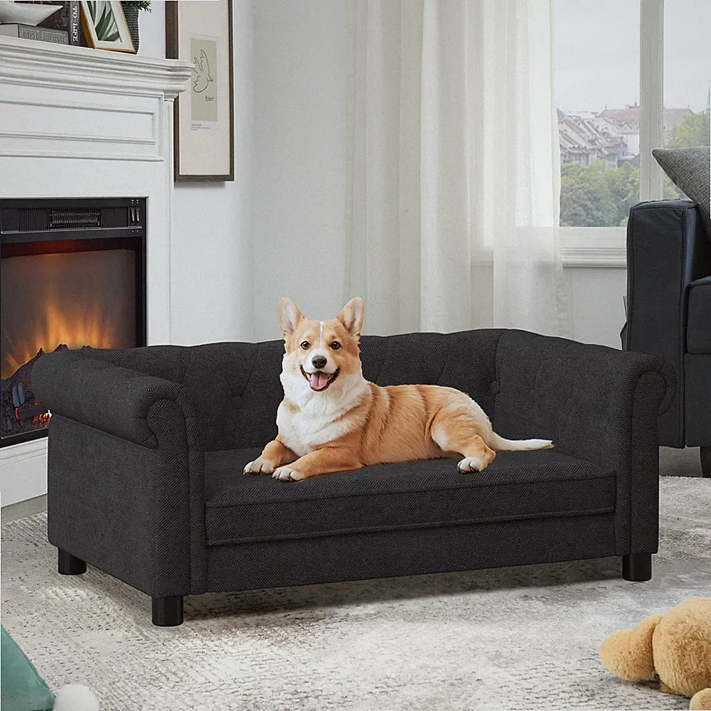 Pet Sofa Bed Soft Comfortable Warm Couch Raised Fabric Sofa for Small Medium Dog