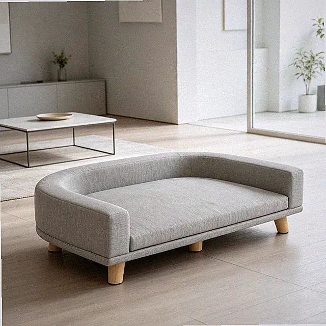 Pet Sofa Couch Bed with Washable Cushion for Large Dogs, Cats, Gray