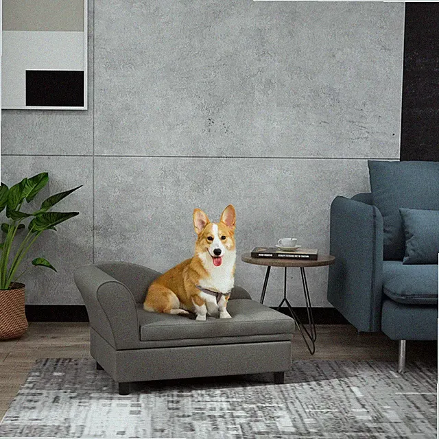 Pet Sofa, Dog Sofa for Small Dogs with Storage, Gray