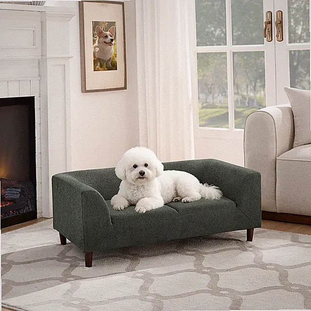 Pet sofa with backrest and armrests, modern rectangular pet sofa suitable for s