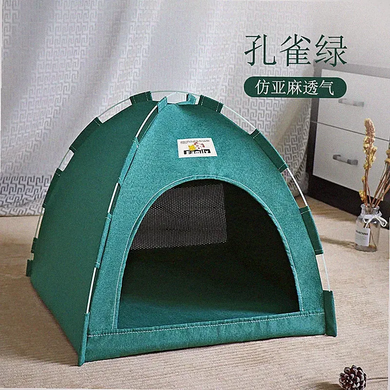Pet Tent Bed Removable Cat Sofa Basket Canvas Semi-enclosed Cat House Dog Cave H