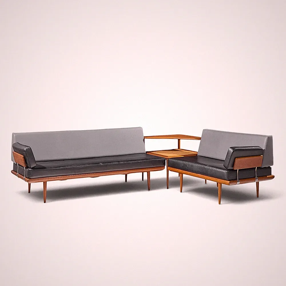 Peter Hvidt for France & Søns "Minerva" Danish Teak Three Piece Sectional Sofa
