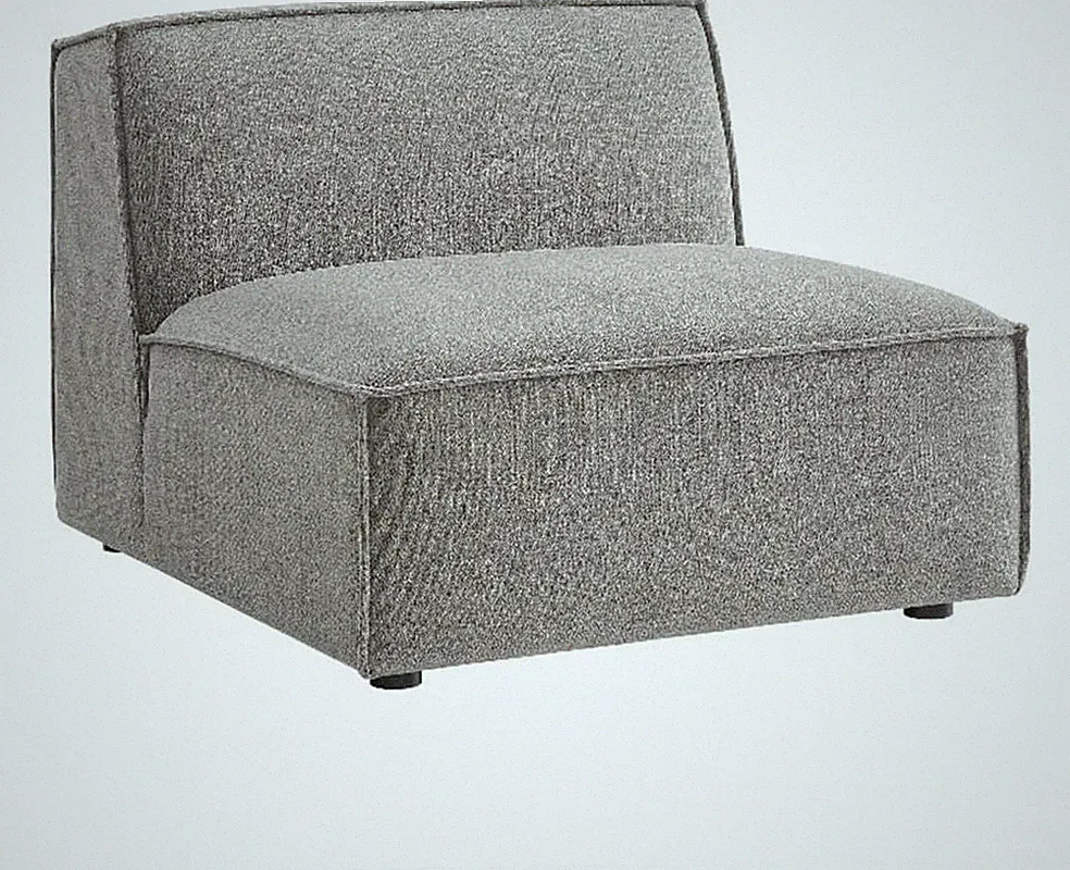 Pewter Armless Modular Chair - Performance Fabric Accent for Sectional Sofa