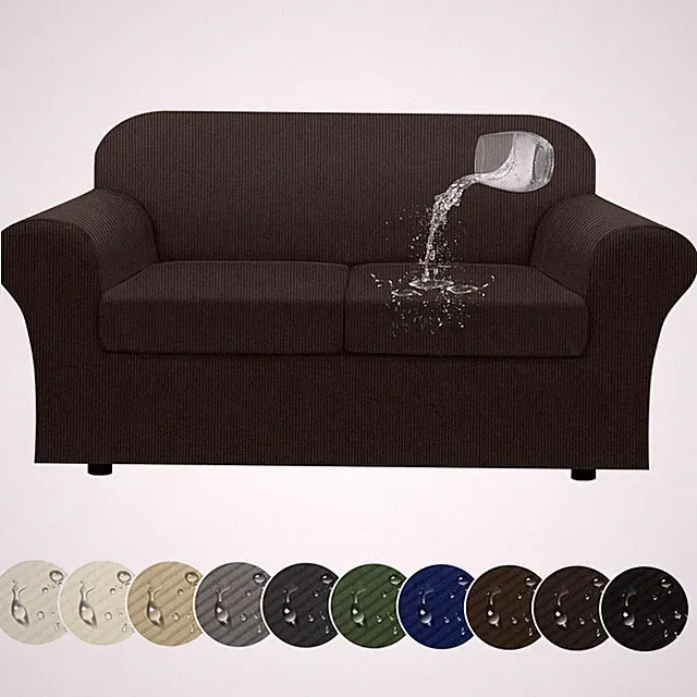 Pfrstuv 100% Waterproof Loveseat Cover 3-Piece Set Striped Couch Slipcovers Pet