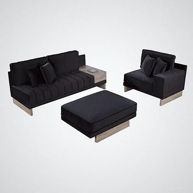 Phsy 123 Inch Modular Sectional Sofa with Storage Table- USB- Black Velvet