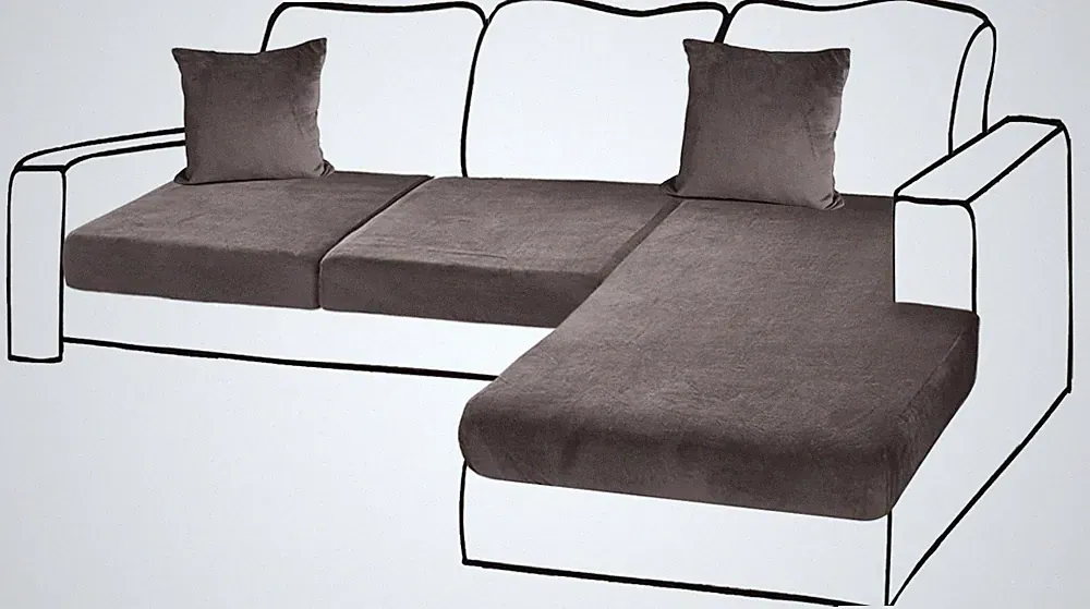 Piece L-Shaped Sectional Cushion Covers Velvet Stretch 2 Seater Chaise Coffee