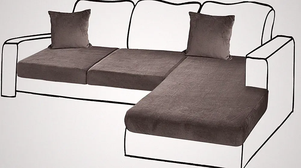 Piece L-Shaped Sectional Sofa Cushion Covers Velvet Stretch Slipcover Coffee