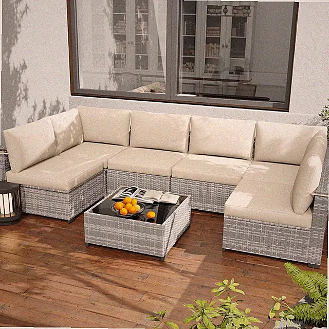 Piece Patio Furniture Set, All-Weather PE Rattan Outdoor Sectional Sofa, Modula