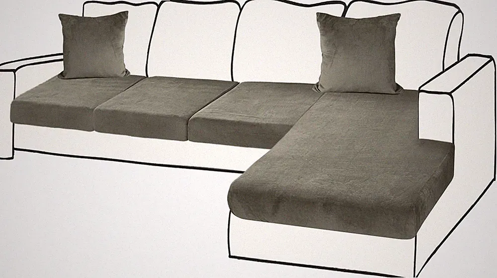 Piece Stretch Velvet Sectional Covers L Shape 3 Seater Chaise Dark Olive