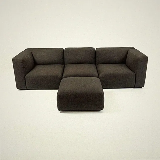 Piero Lissoni for Cassina Mex Cube 271 Sofa with Ottoman in Antracite Fabric