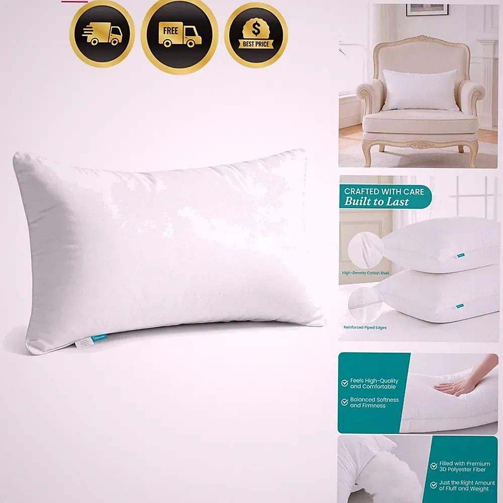 Pillow Insert 16x20 Plush Support Decorative Cushion for Sofa Bed Chair
