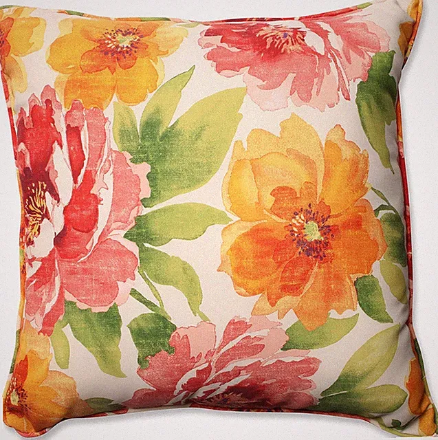 Pillow Perfect Bright Floral Indoor/Outdoor Accent Throw Pillow, Plush Fill, Wea