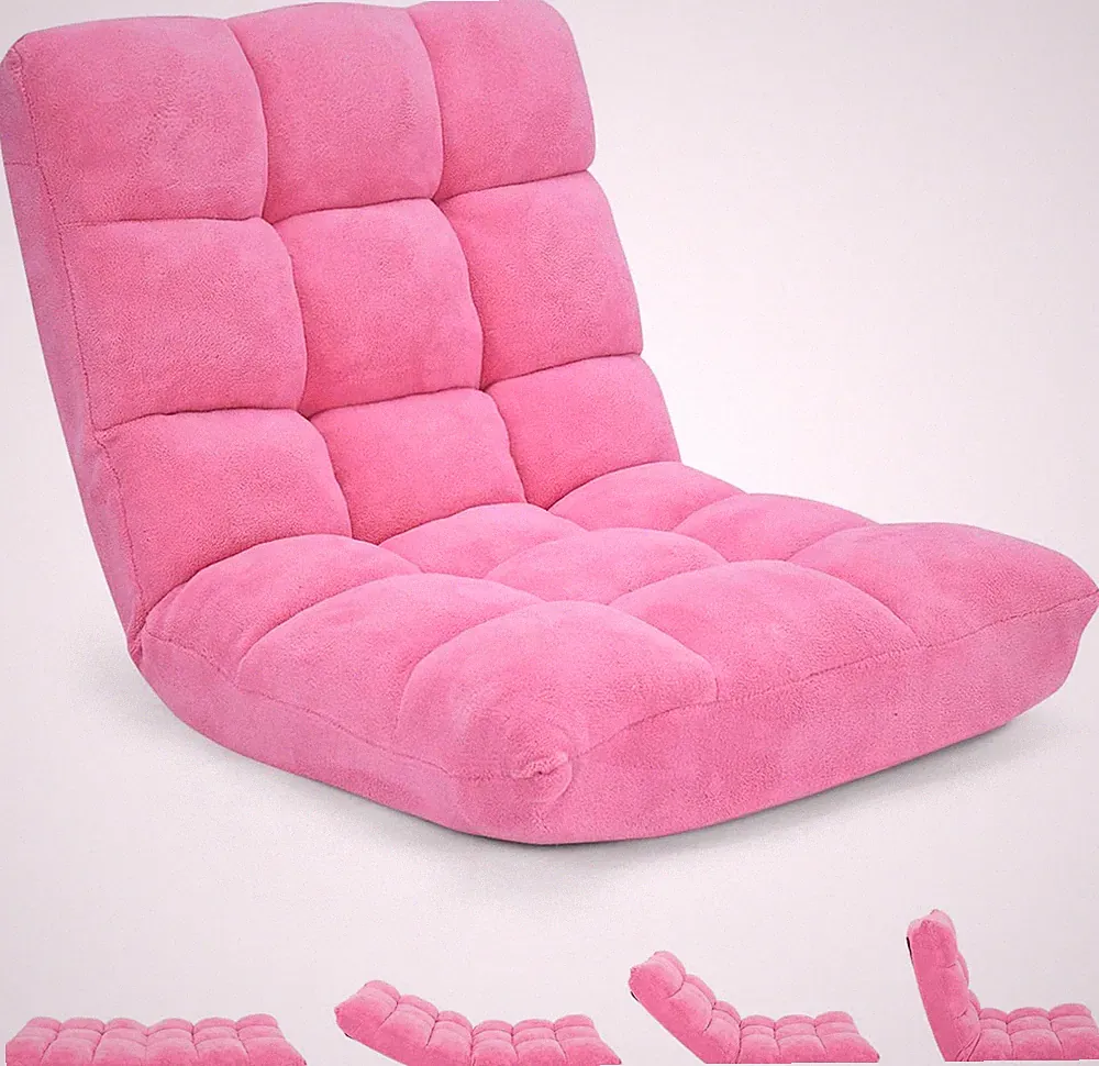 Pink 14-Position Folding Sofa Chair - Comfy Gaming & Adjustable Sleeper Bed