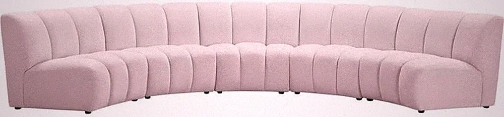 Pink 5-Pc Modular Sectional Sofa with Deep Channel Tufting, 167" W