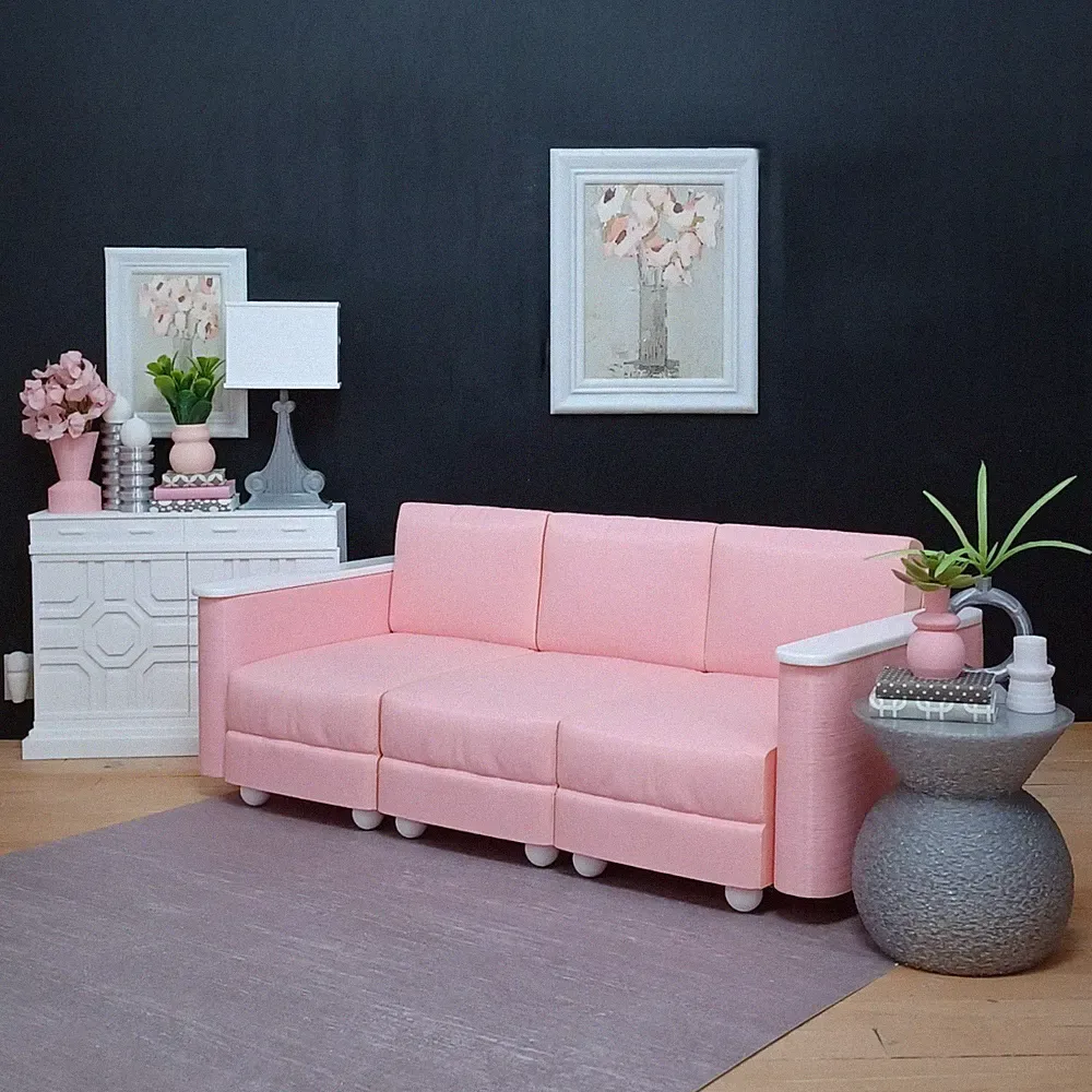 PINK chair LOVESEAT sofa LIVING ROOM lounge DOLL FURNITURE 1/6 scale for BARBIE