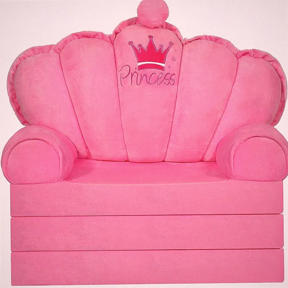 Pink Comfy Toddler Couch Sofa Lounger Toddler Bed for Seating Soft Princess Fold