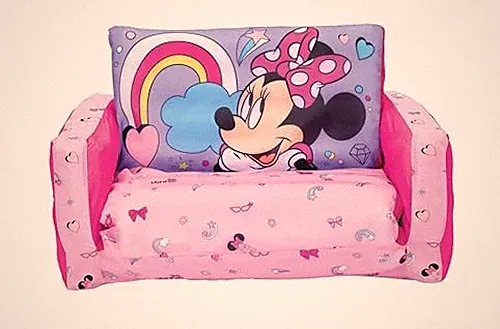 PINK - MINNIE MOUSE INFLATABLE SOFA BED FOR KIDS – 2-IN-1 FLIP OPEN COUCH TO