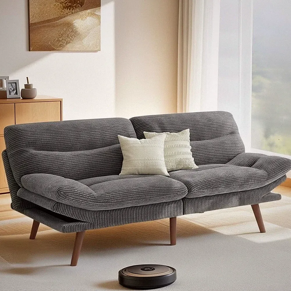 Pipi Futon Sofa Bed, 75 Inch Corduroy Futon Couch Convertible with