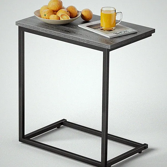 Pipishell C Shaped End Table 27" High, Couch Side Table for Sofa Slide Under