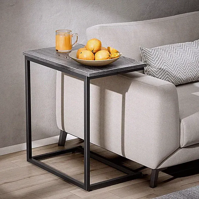 Pipishell C Shaped End Table 27 Inches High, 11.8D x 19.7W x 27.2H in, Grey