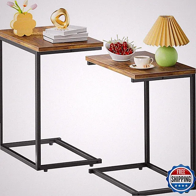 Pipishell C Shaped End Table Set Of 2 Side Table For Couch Slide Under C Table
