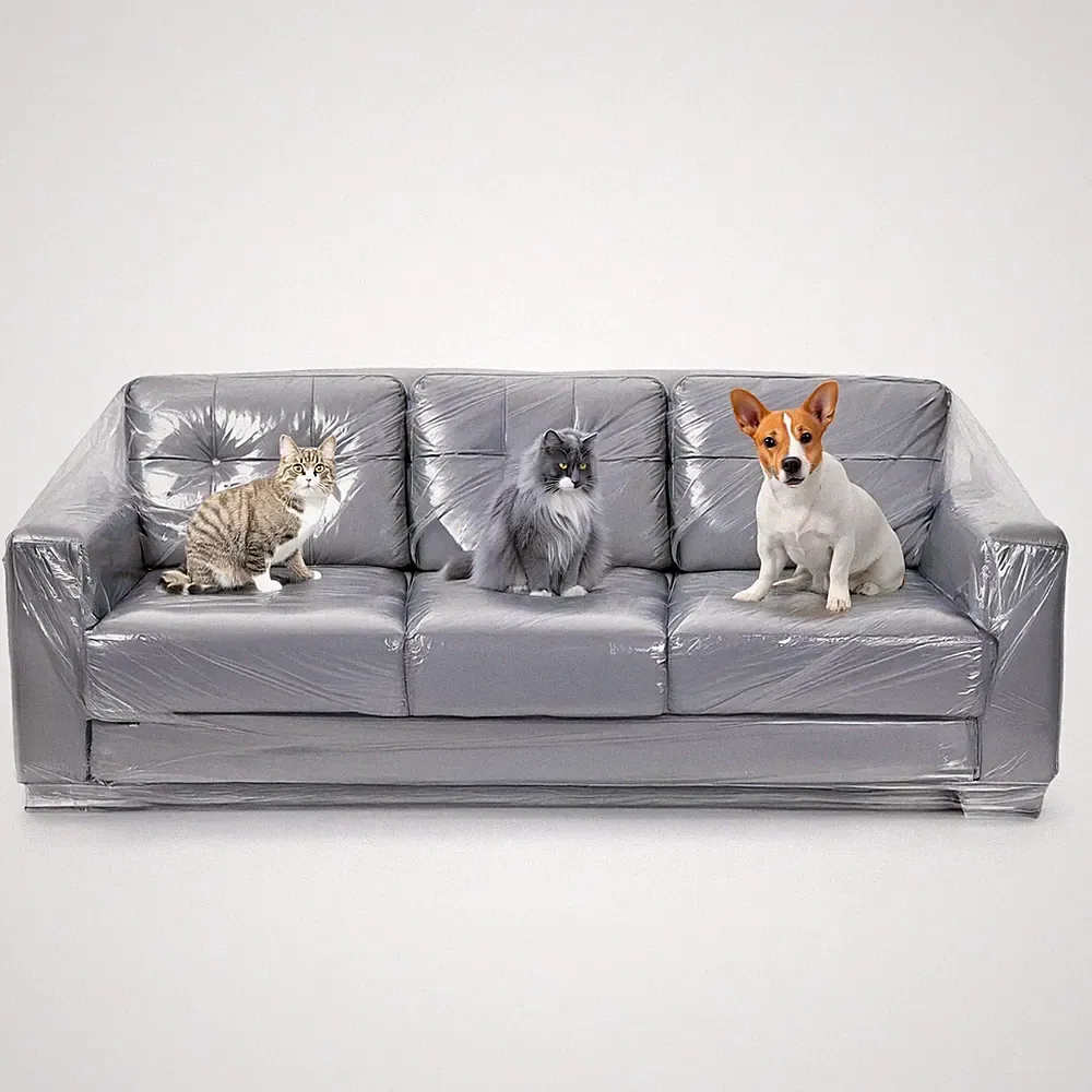 Plastic Couch Cover for Pets Clear Slipcovers for Big Sofas Dust, Water, Di...