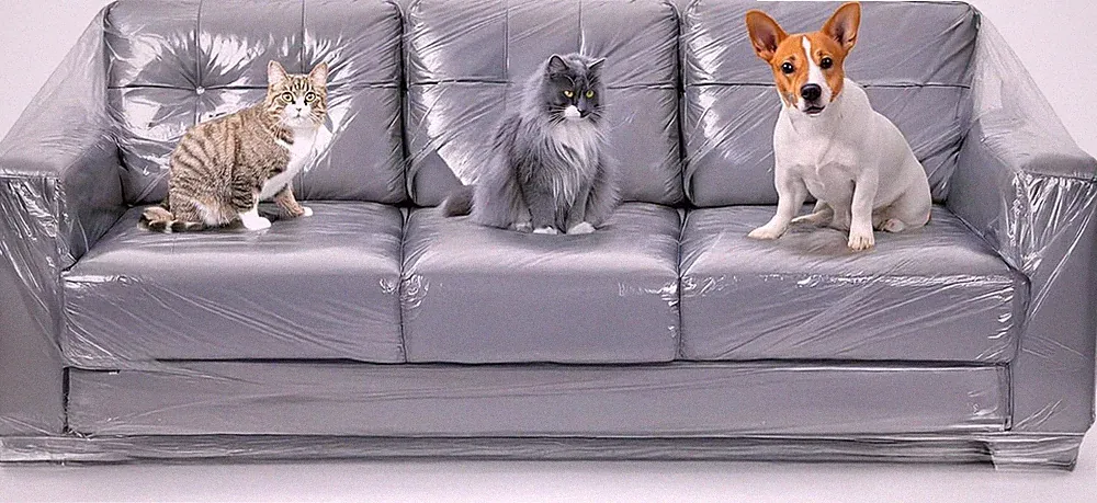 Plastic Couch Cover for Pets - Clear Slipcovers for Big Sofas - Dust, Water, Dir