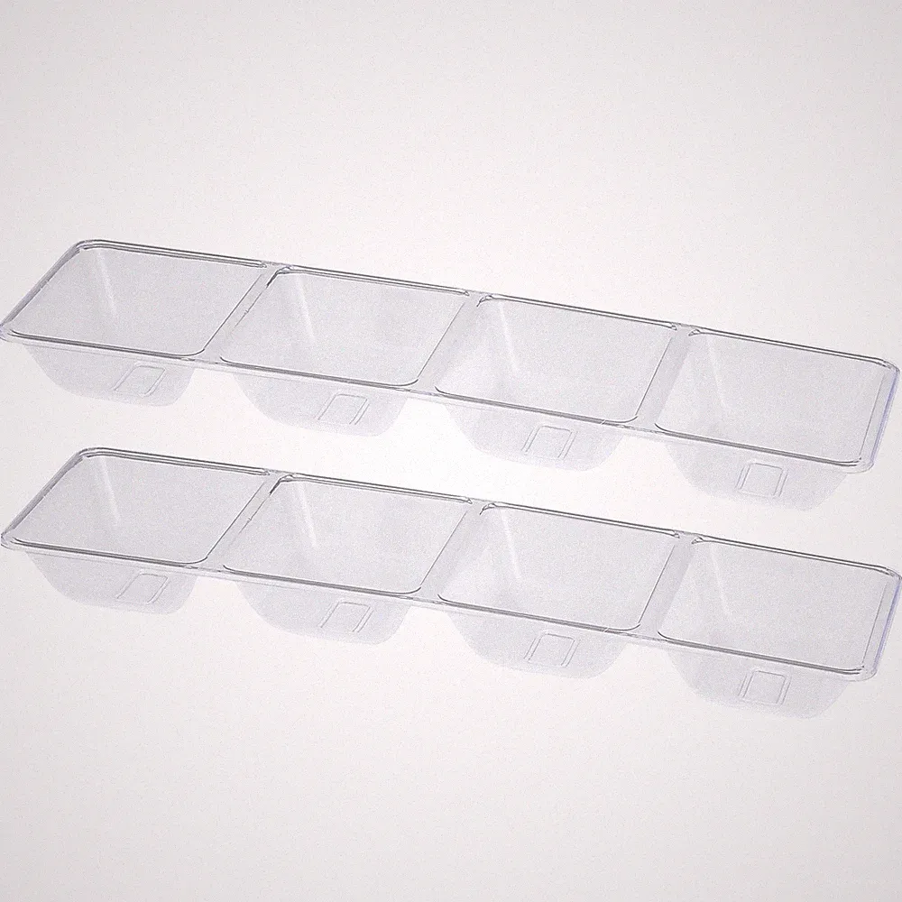 Plasticpro 4 Sectional Rectangle Plastic Disposable Serving Tray/Platter 5 X 16