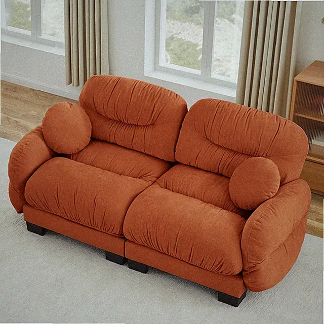Pleated Design Cozy Chenille Fabric 2 Seater Modular Sofa w/ Ergonomic Foam Seat