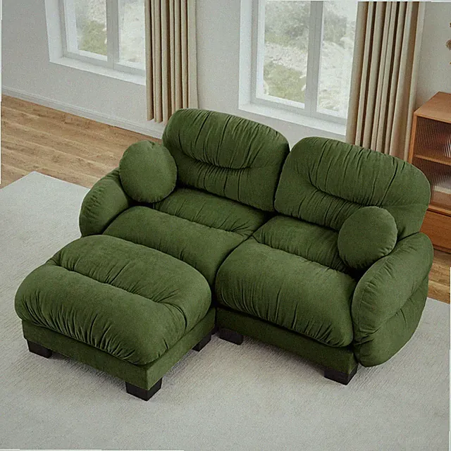 Pleated Design Cozy Chenille Fabric 2 Seater Modular Sofa with High-Density E