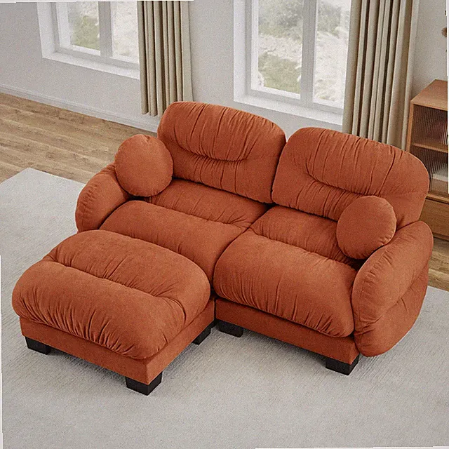 Pleated Design Cozy Chenille Fabric 2 Seater Modular Sofa with High-Density Er